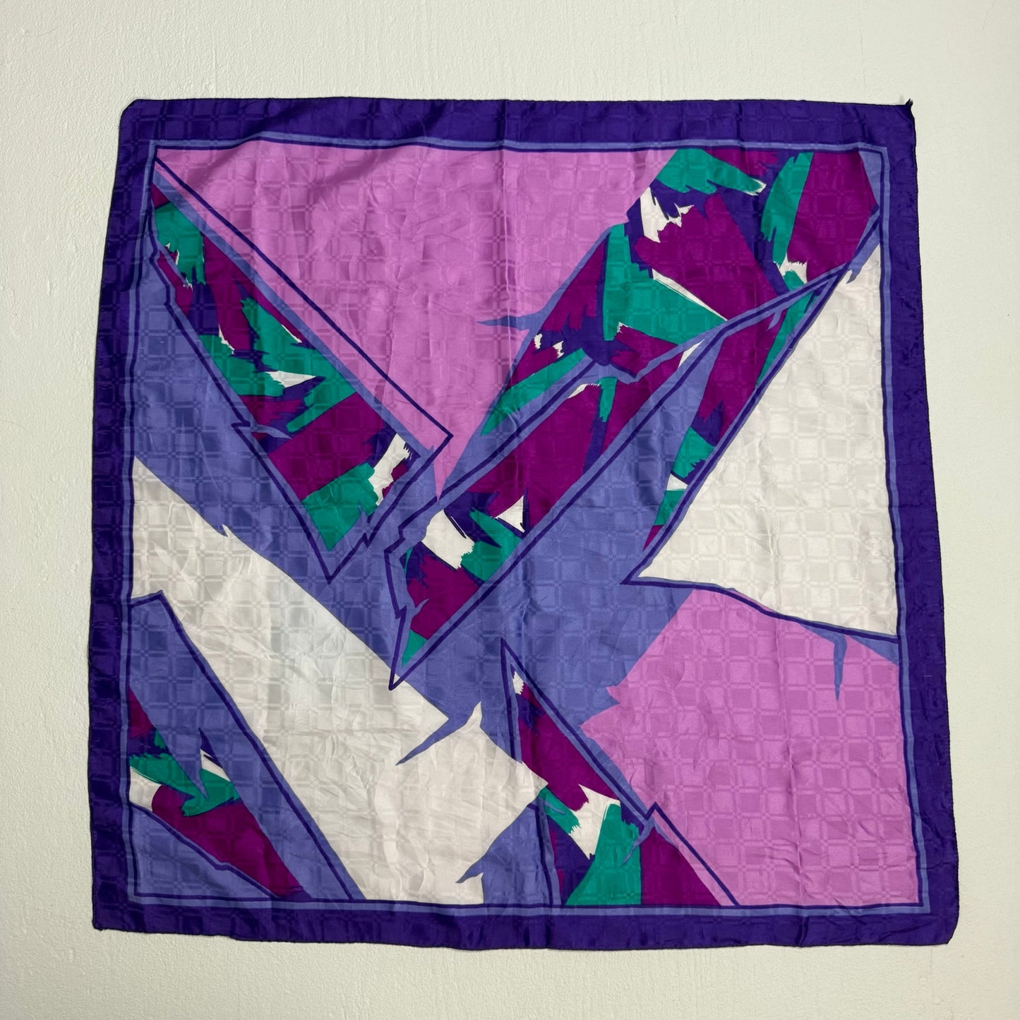 Vintage Silk Abstract Purple Square Scarf