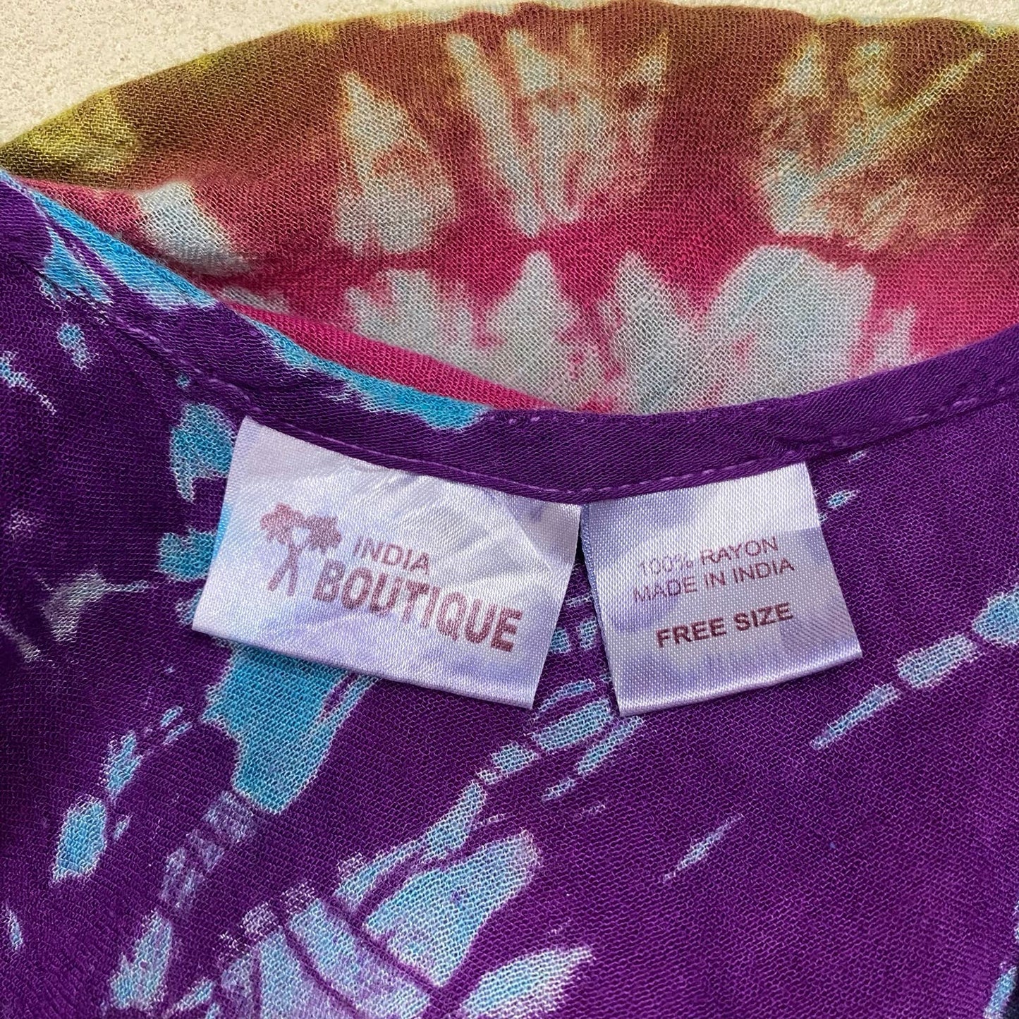 Upcycled Y2K Boho Hippie Tie Dye Summer Dress, Free Size