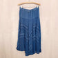 Vintage Boho Hippie Blue Tiered Asymmetrical Midi Skirt, "Free Size"