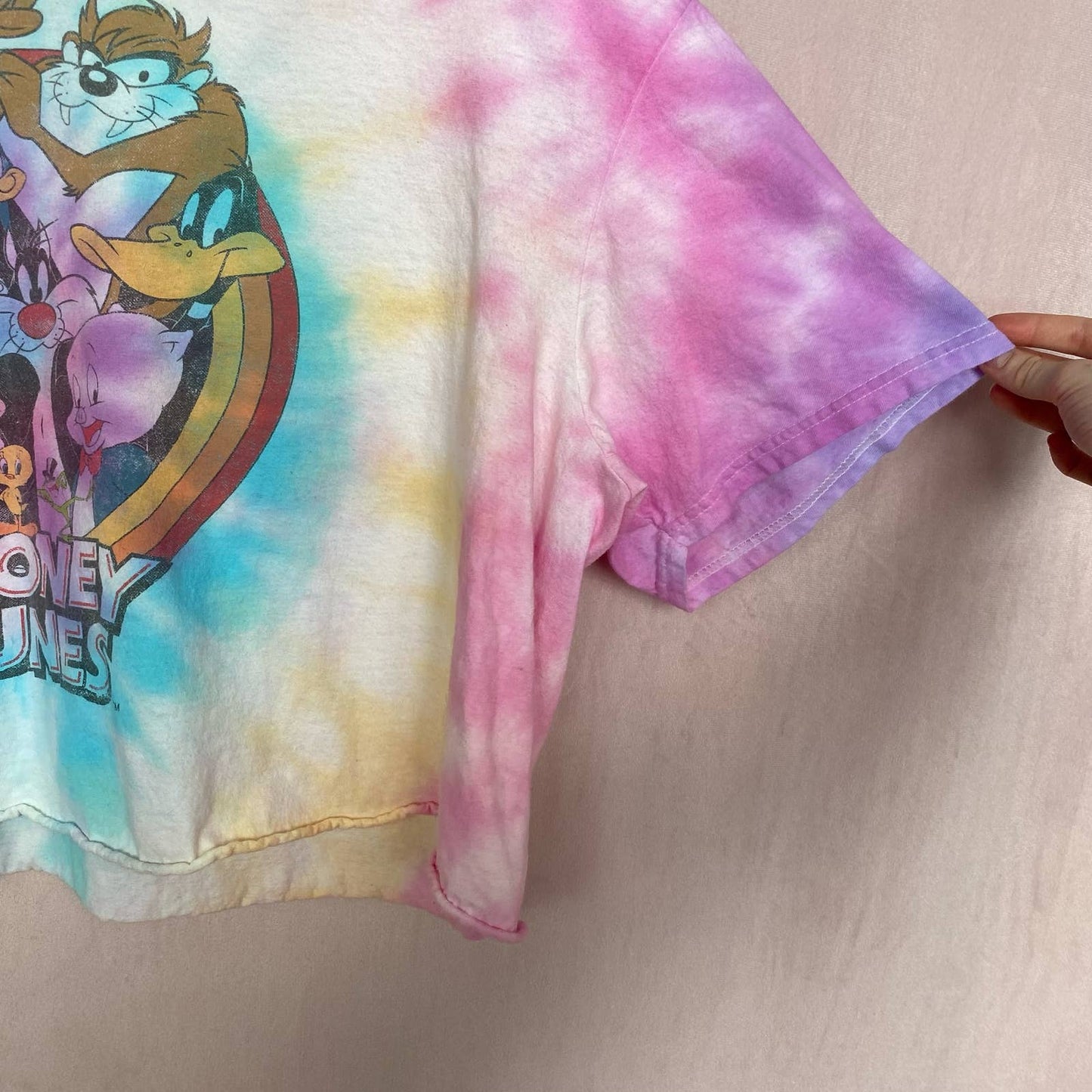 Reworked Looney Tunes Tie Dye Crop Tee, Size 2XL