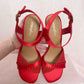 Secondhand Anthropologie Farylrobin Red Cork Sandal Heels, Size 7