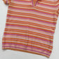 Y2K Bebe Pink Orange Ribbed Stripe Polo Top, Size Medium