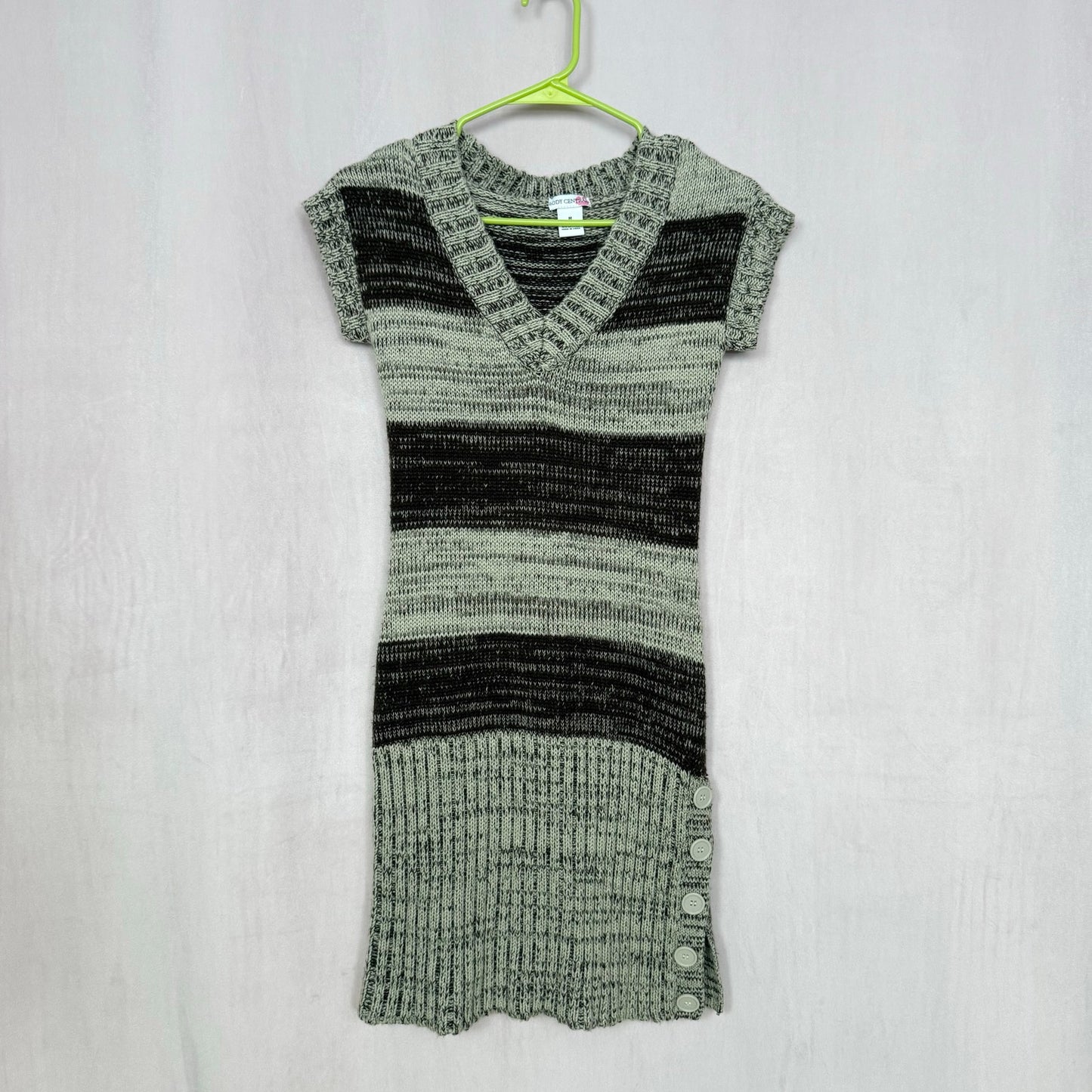 Y2K Stripe Knit Mini Sweater Dress, Size Medium