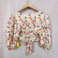 Secondhand Urban Outfitters Seashell Tie Front Puff Sleeve Crop Top, Size Small