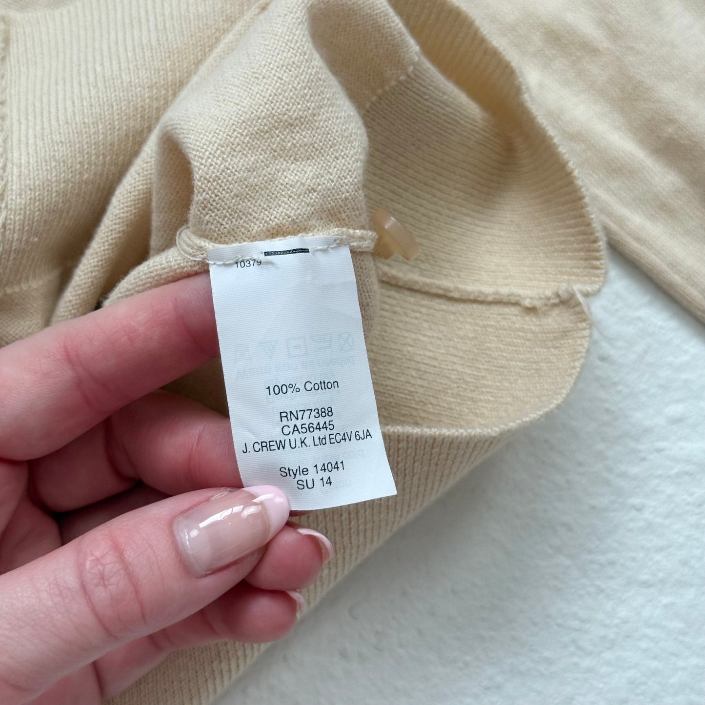 Secondhand J.Crew The Clare Cardigan Cream Button Front Lightweight Sweater, Size XS