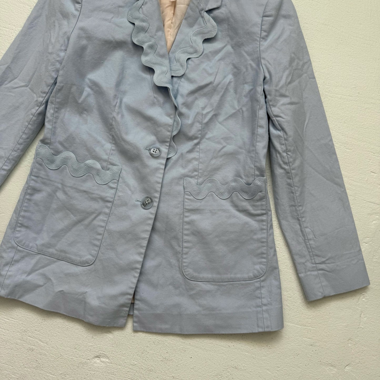 Secondhand Rebecca Taylor Light Blue Scalloped Cotton Blazer, Size 4