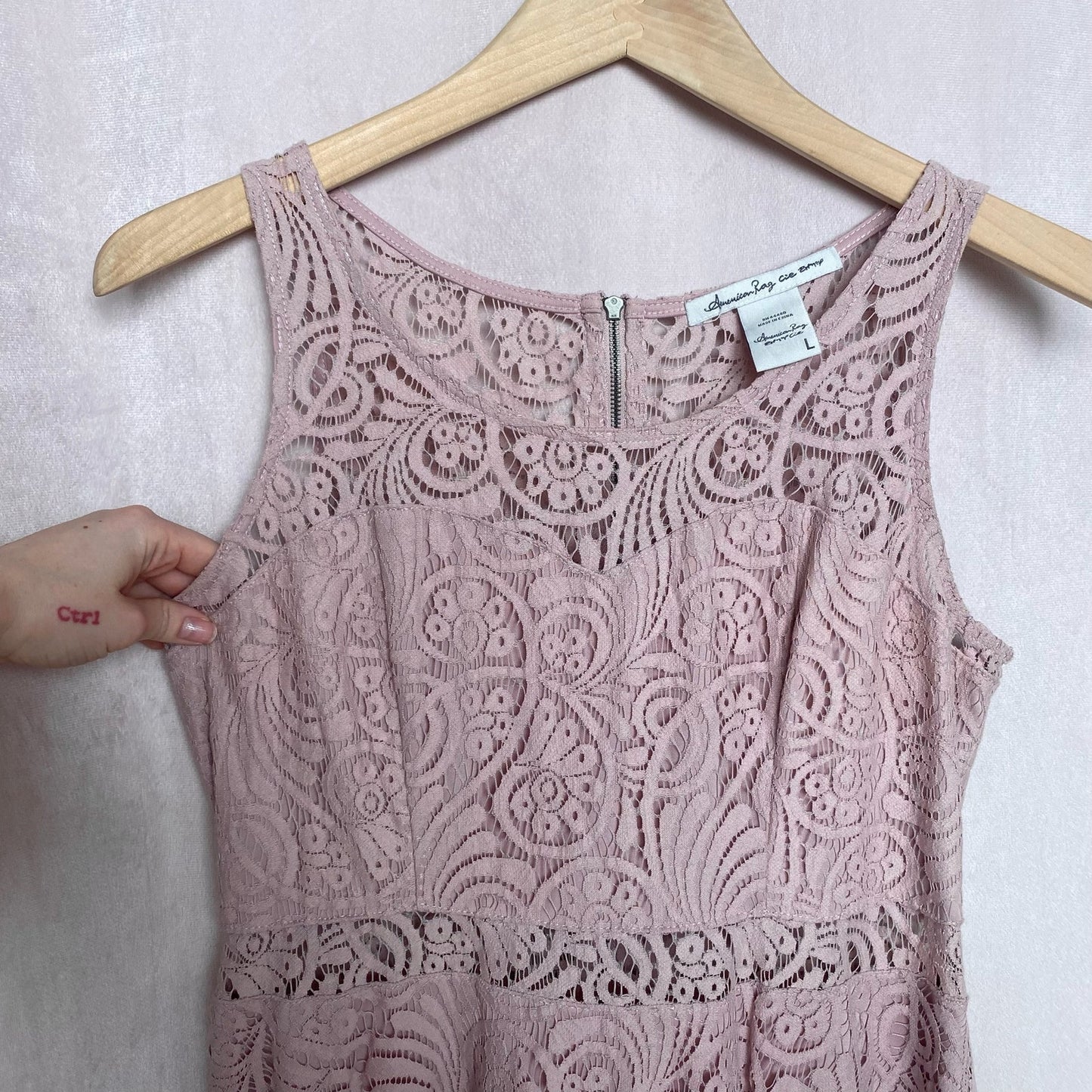 Secondhand American Rag Cie Pink Lace Mini Dress, Size Medium