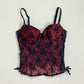 Vintage Red & Black Mesh Lace Corset Top