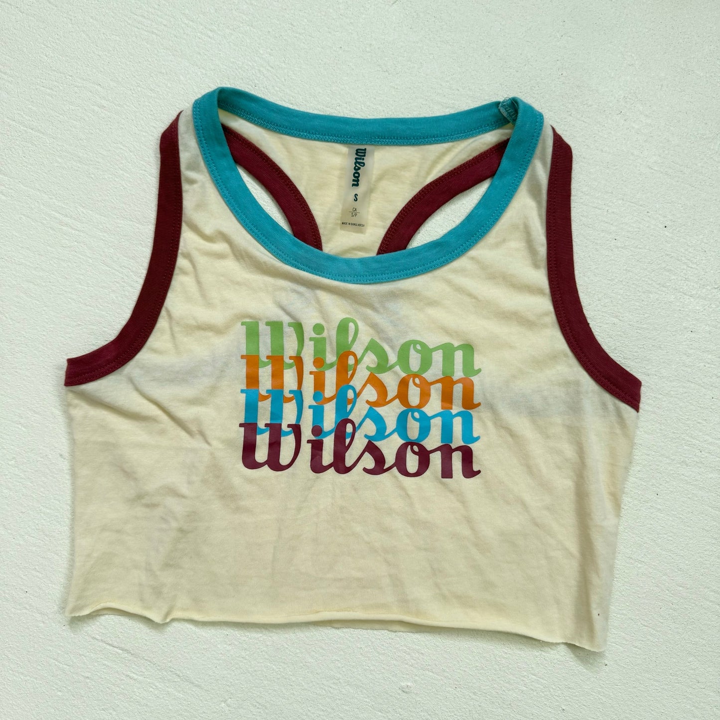 Reworked Wilson Crop Graphic Tank Top, Size Small