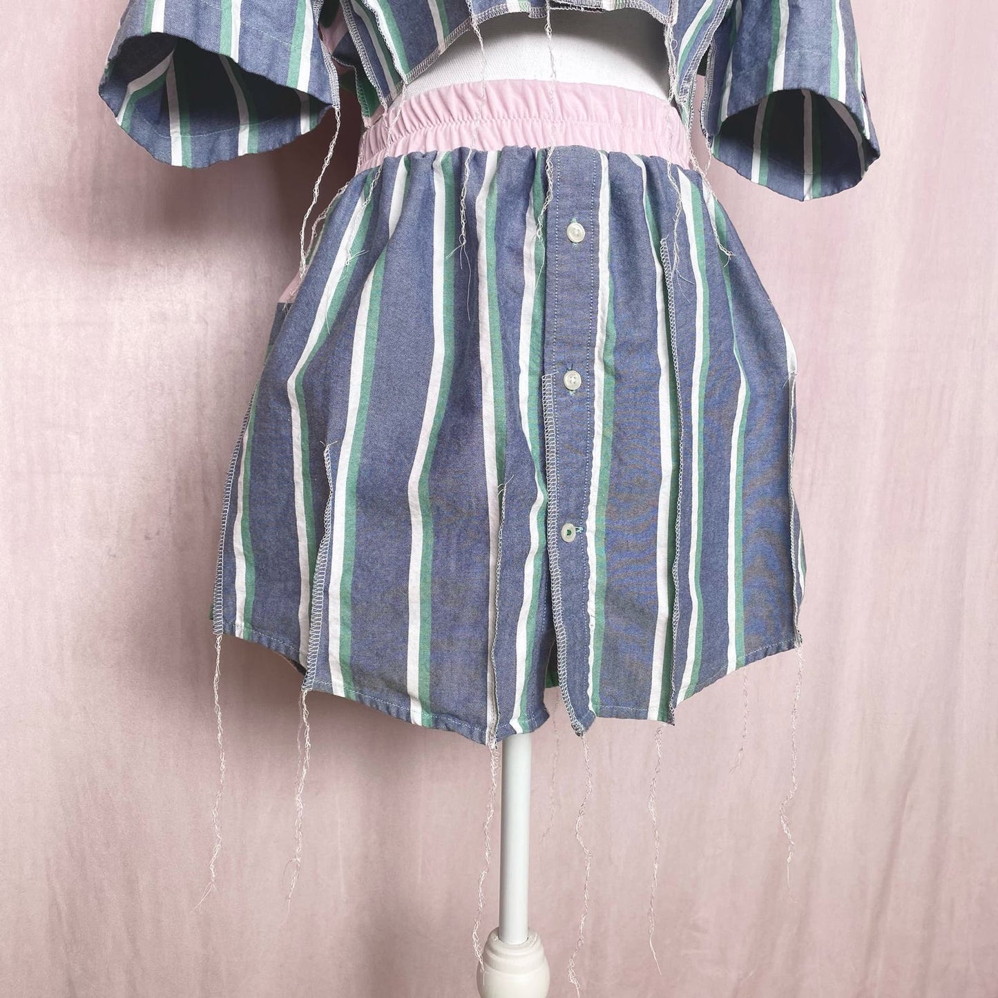 Upcycled Tommy Hilfiger Two Piece Stripe Skirt Set, Size Small