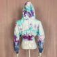 Upcycled Forever 21 Heart Tie Dye Crop Zip Hoodie, Size Small