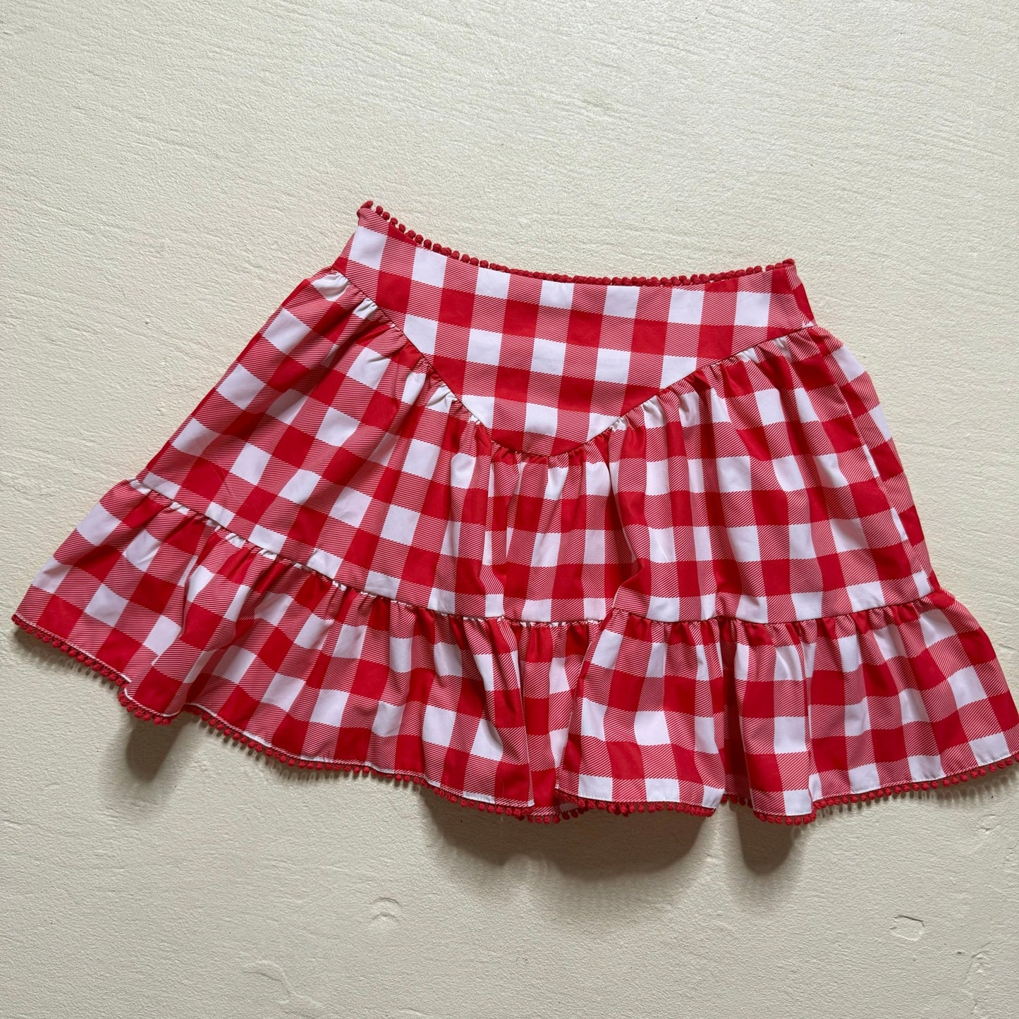 Secondhand Sugar Thrillz Red Gingham Tiered Mini Skirt, Size Small