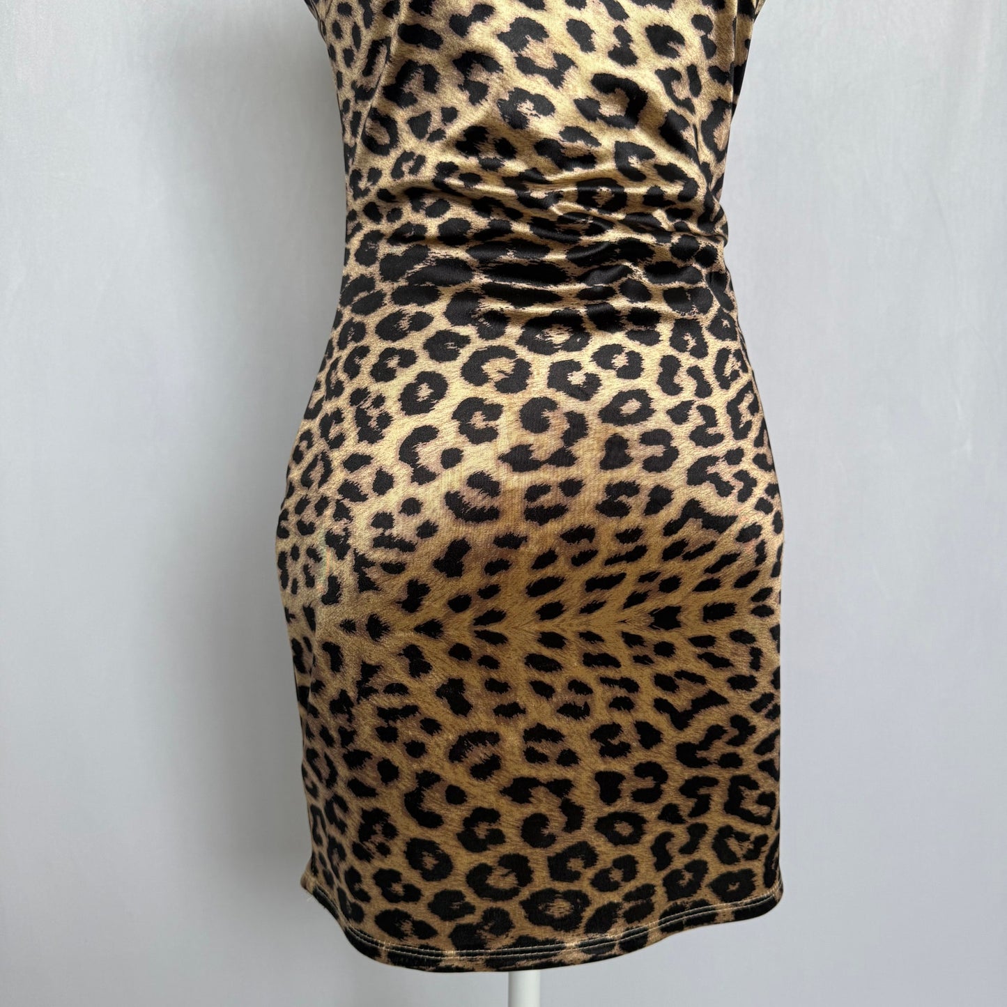 Secondhand Étophe Studios Leopard Satin Mini Dress, Size Medium