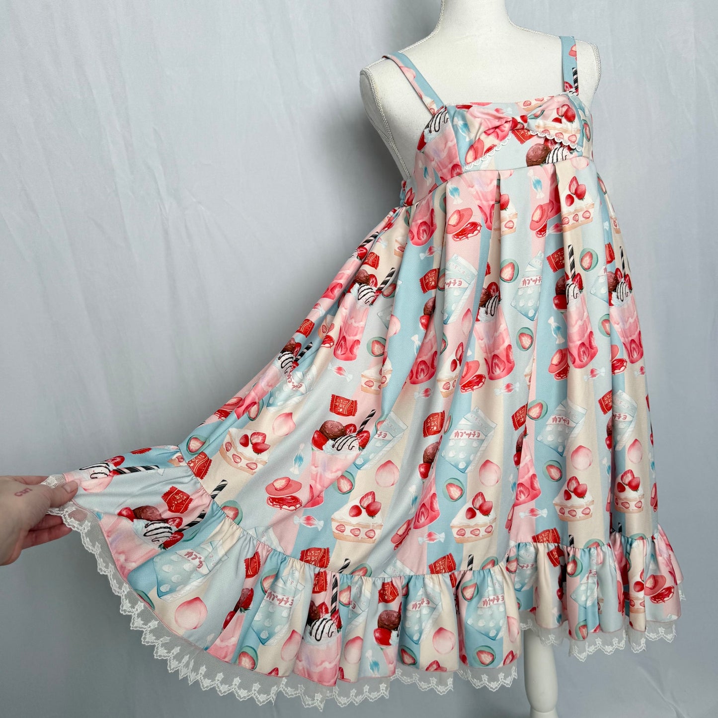 Secondhand Infanta Strawberry Sweet Lolita Babydoll Dress Ruffle Hem, Size Large