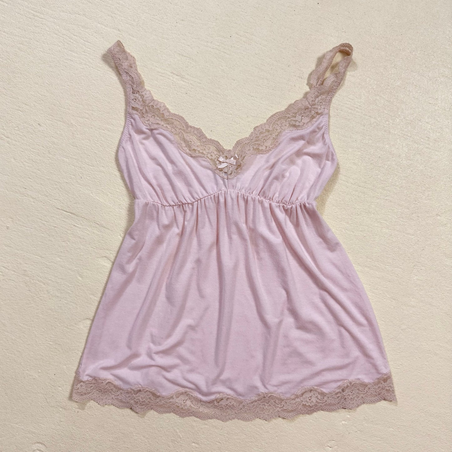 Secondhand Eberjey Lady Godiva Lace Trim Cami in Baby Pink, Size Small