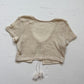 Secondhand Cream Crochet Knit Tie Front Crop Top, Size Small