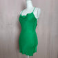 Secondhand Zara Green Satin Effect Mini Slip Dress, Size XS