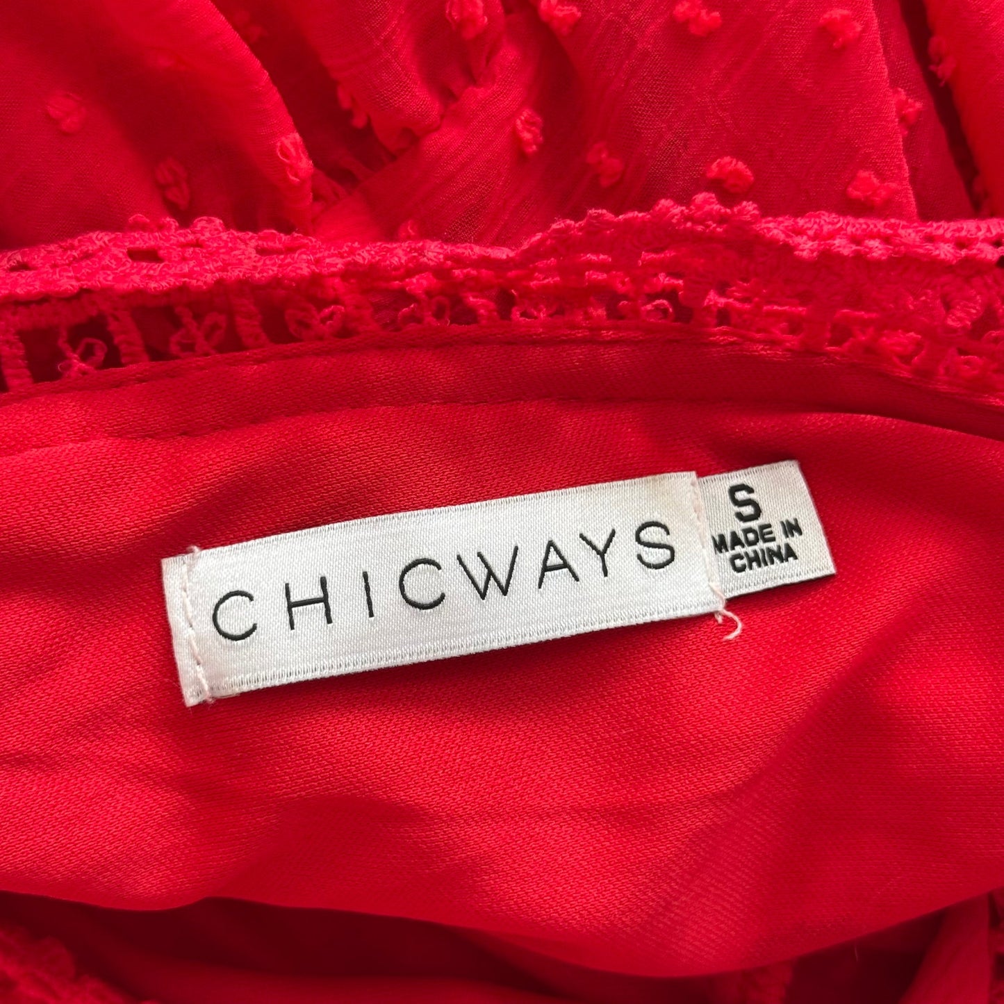 Secondhand Chicways Red Lace Polka Dot Romper, Size Small