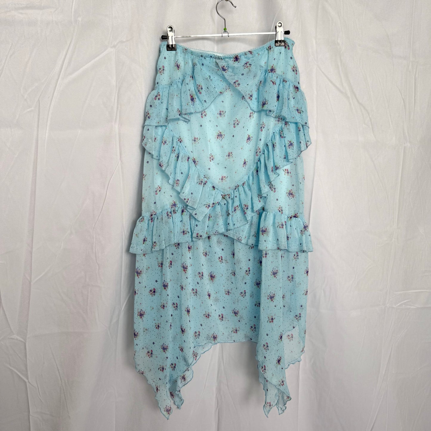Secondhand Urban Outfitters Tuli Ruffle Midi Skirt in Blue, Size Medium