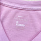 Reworked Nike Swoosh Pink Distressed Crop Tee, Size Large