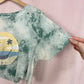 Upcycled Roxy Distressed Tie Dye Crop Smiley Tee, Size Medium