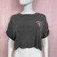 Reworked RVCA Lazy Lady Club Distressed Crop Tee, Size Small