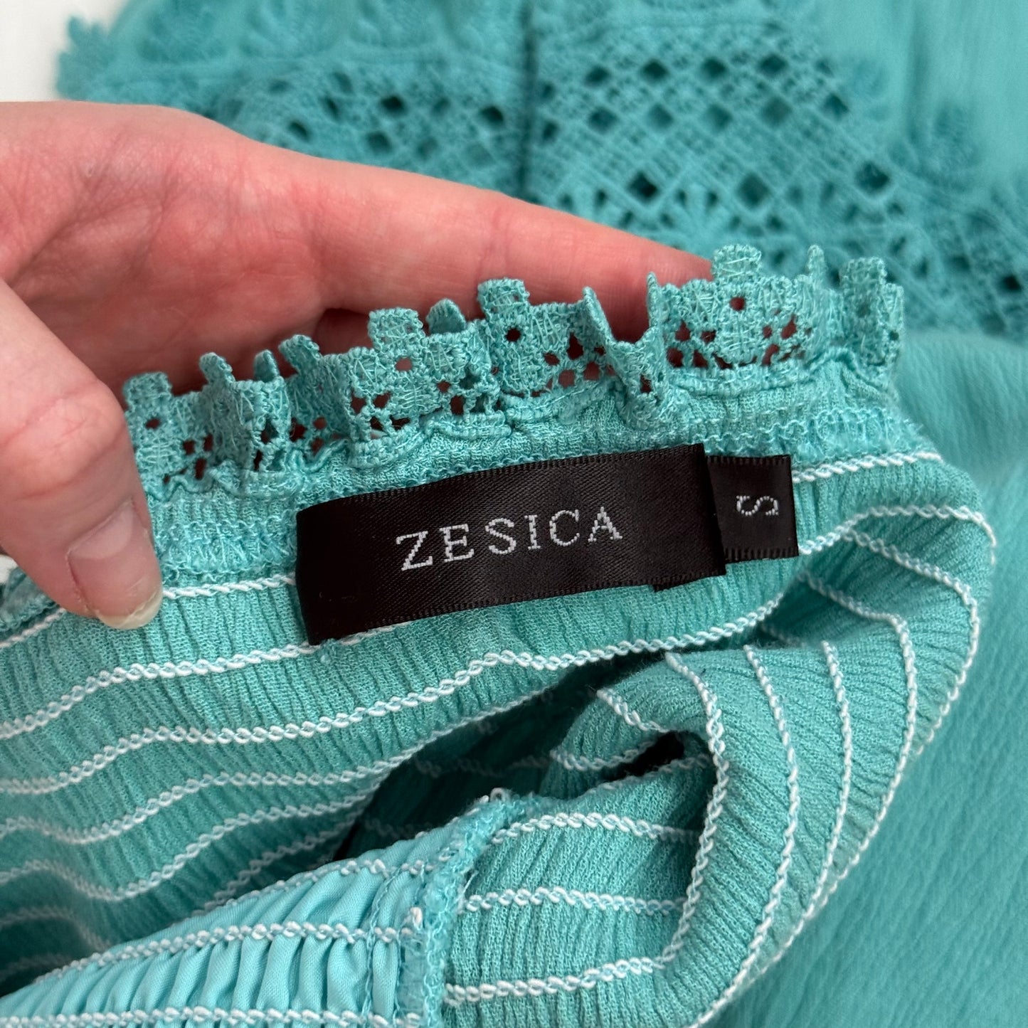 Secondhand Zesica Turquoise Strapless Smocked Boho Maxi Dress, Size Small