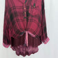 Secondhand Vintage Havana Oversized Tie Front Plaid Shirt, Size Small