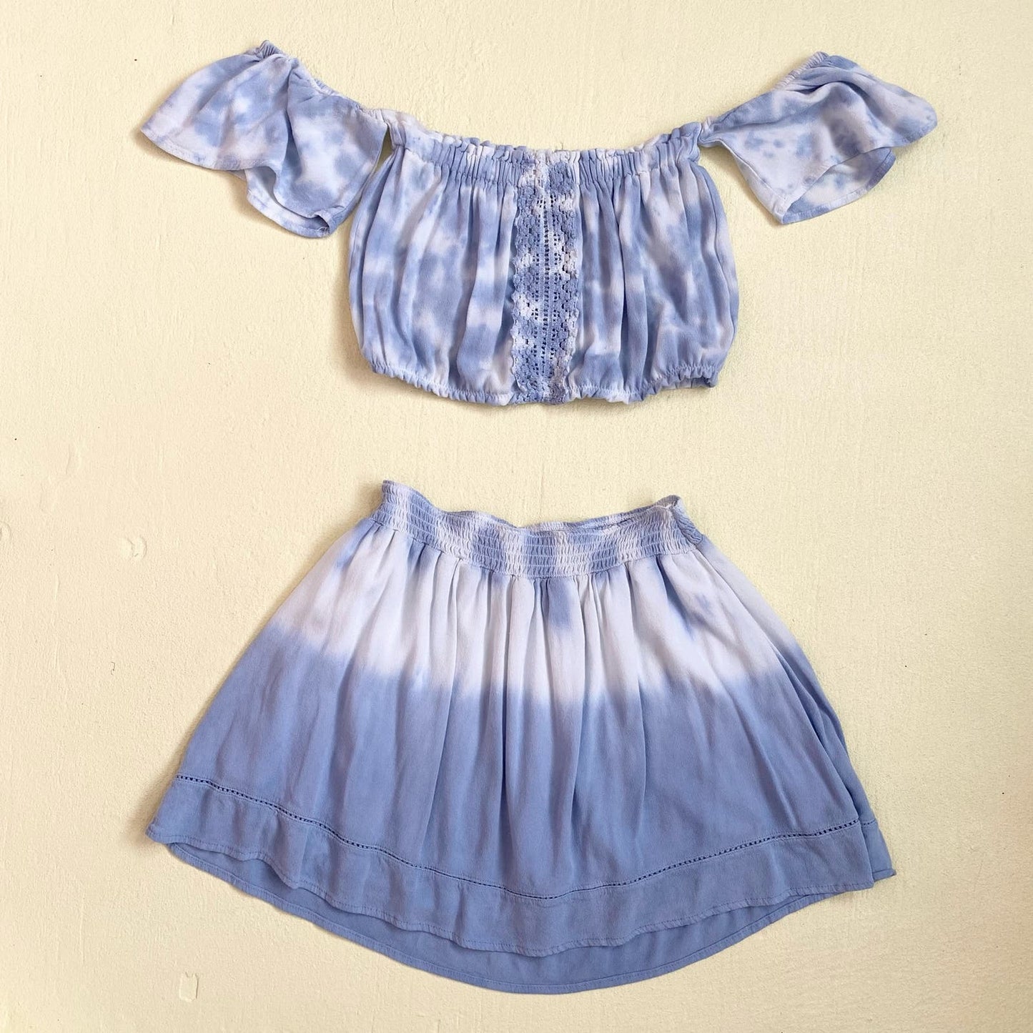 Reworked Ocean Drive Tie Dye Boho Skirt Set, Size S/M