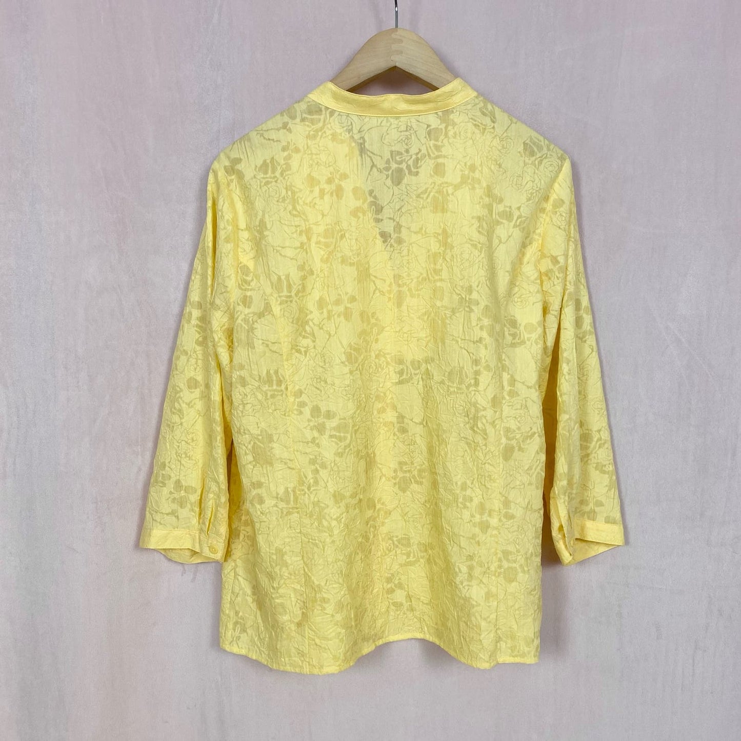 Secondhand JM Collection Yellow Floral Button Front Blouse, Size 14