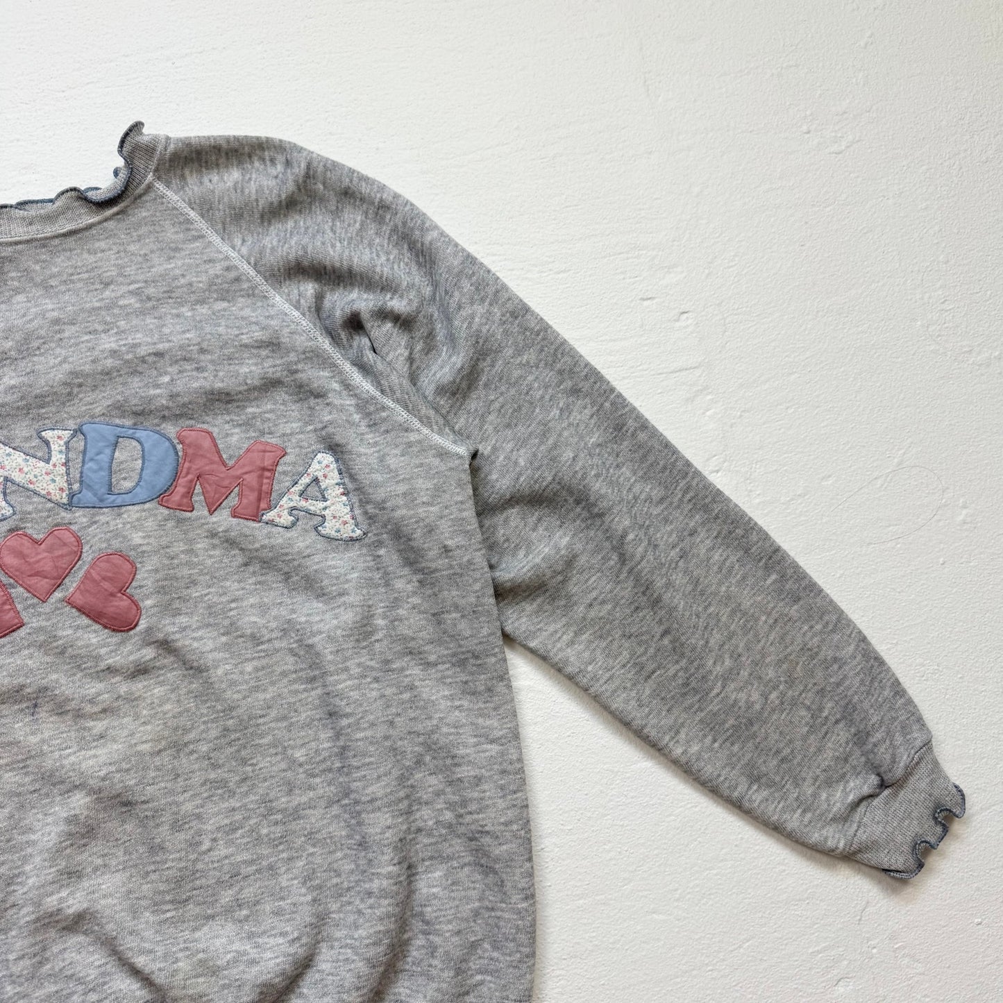 Vintage 80s Hanes Grandma Hearts Gray Crewneck Sweatshirt, Size Large