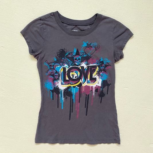 Y2K Piper & Blue Love Graphic Baby Tee, Size Small