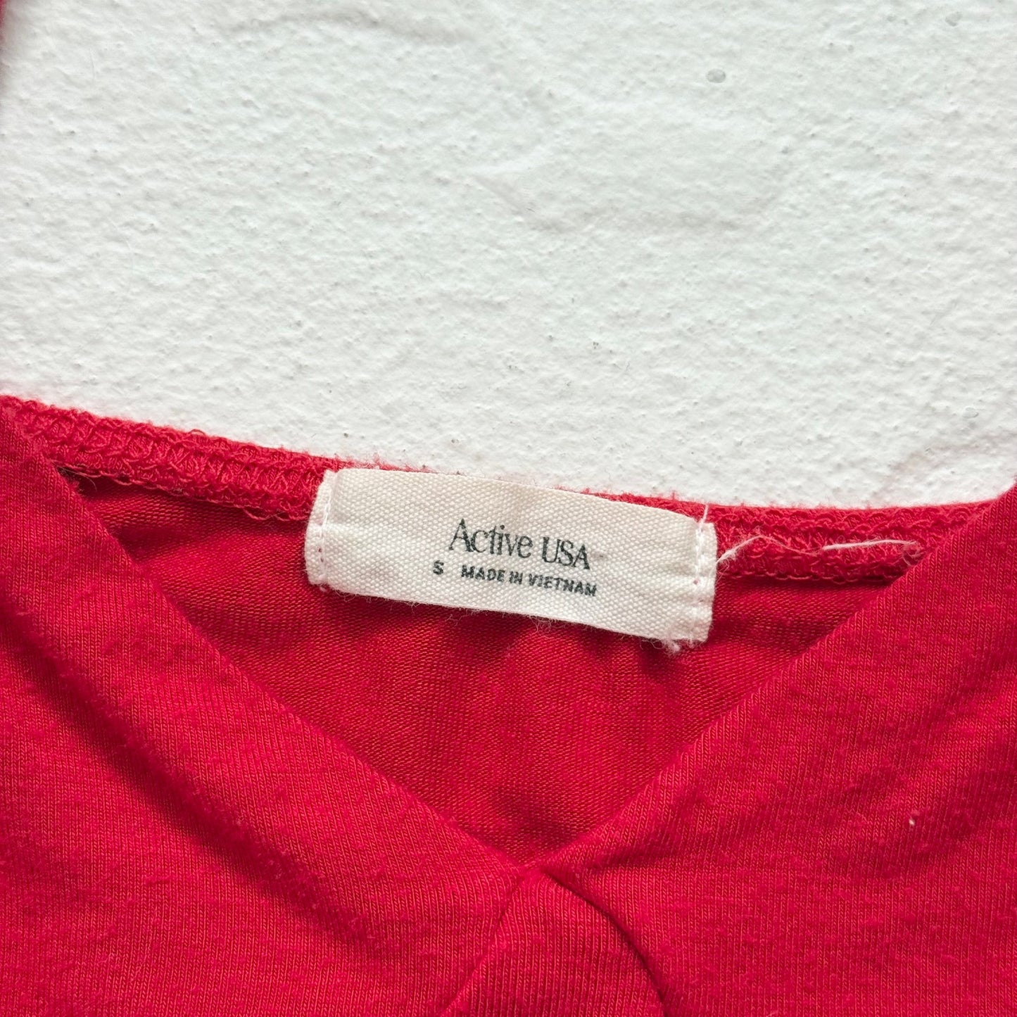 Secondhand Active USA Red Ruched Drawstring Crop Top, Size Small