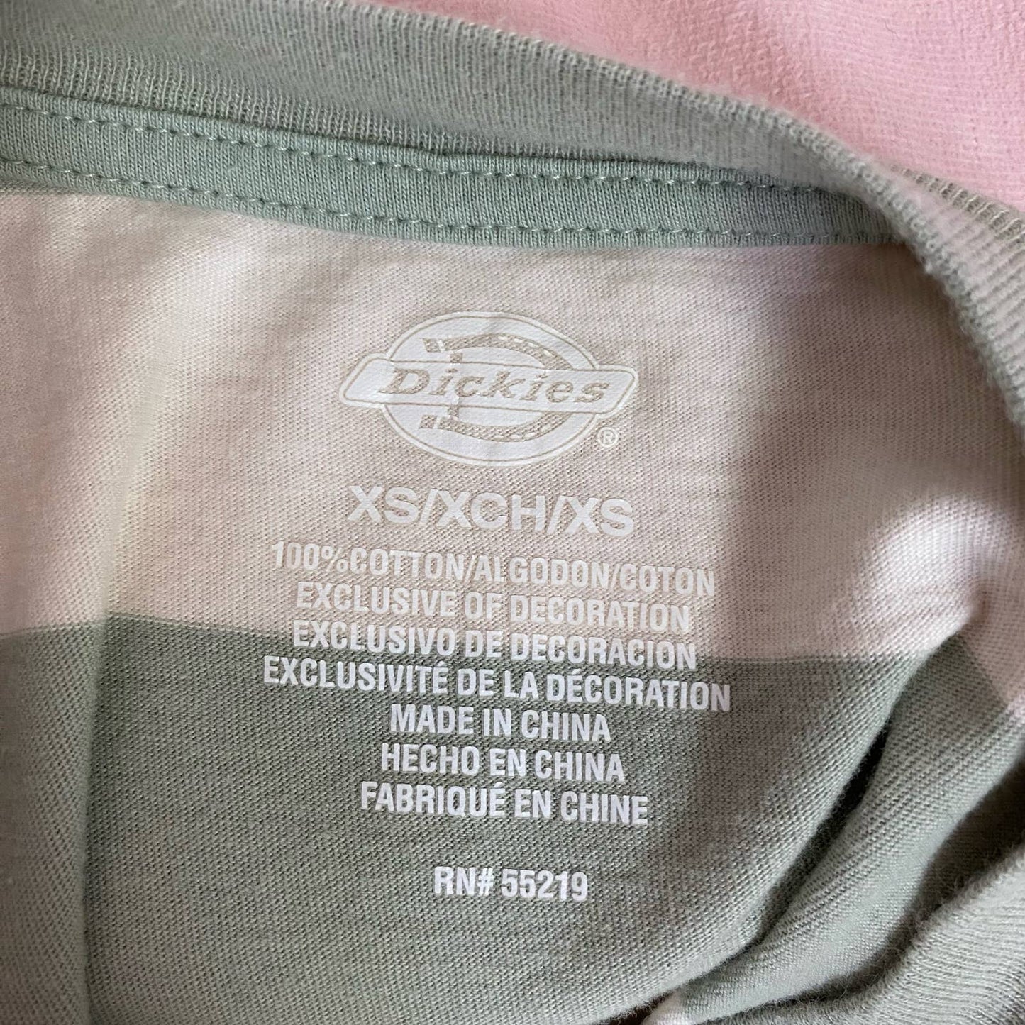 Reworked Dickies Rugby Stripe Distressed Crop Tee, Size XS