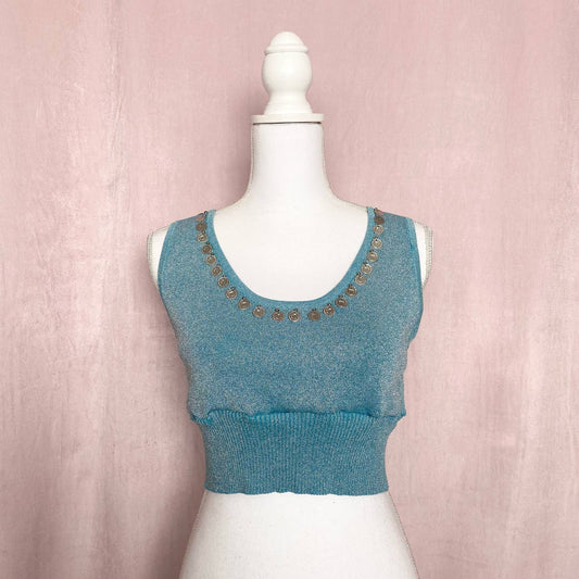 Reworked Vintage Pamela Stewart Crop Tank, Size Small