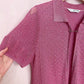 Vintage Jung Ho Jin Rhinestone Pink Mesh Short Sleeve Top