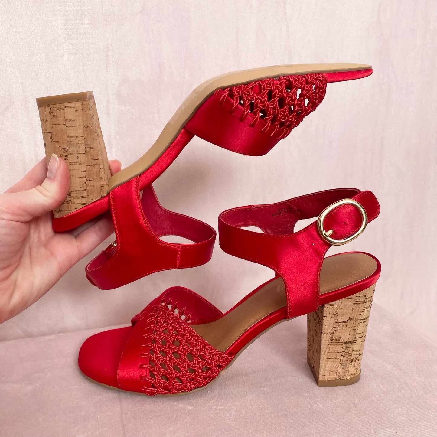 Secondhand Anthropologie Farylrobin Red Cork Sandal Heels, Size 7