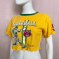 Upcycled Y2K Gap Retro Baseball Graphic Crop Tee, Size Medium