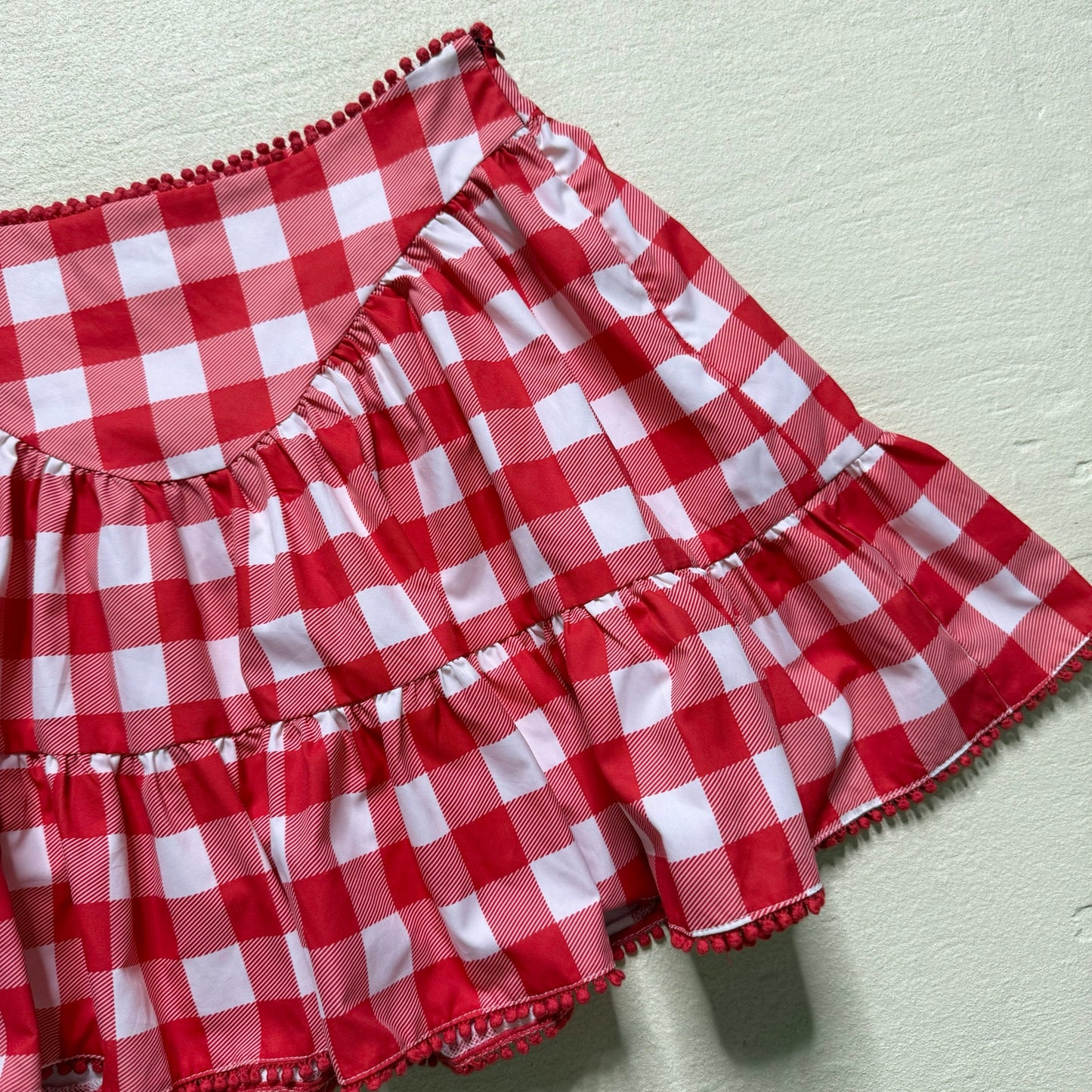 Secondhand Sugar Thrillz Red Gingham Tiered Mini Skirt, Size Small