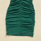 Secondhand Thats So Fetch Ruched Mini Mente Dress in Emerald, Size Small