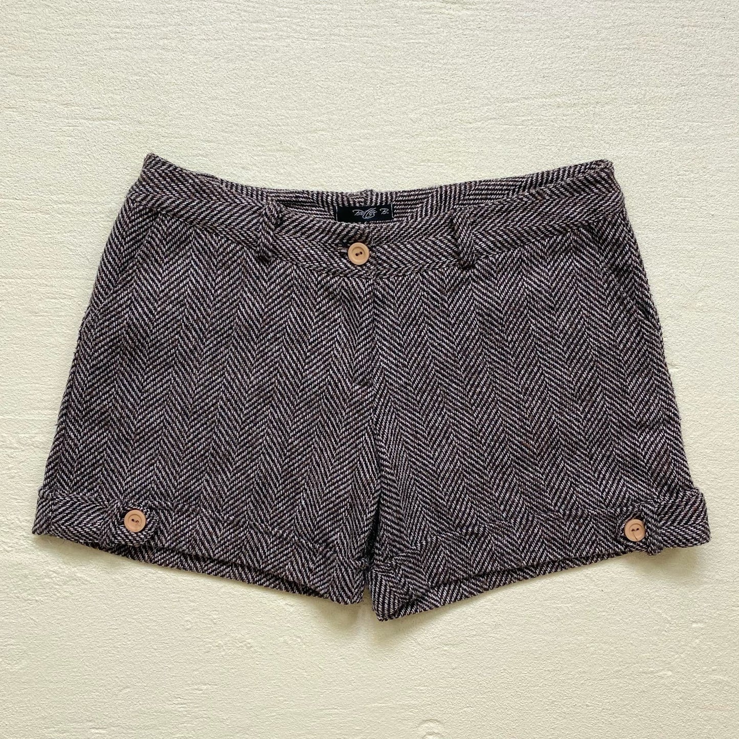 Y2K Better B. Wool Blend Mid Rise Cuffed Shorts, Size Medium