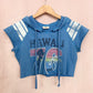 Reworked Y2K Hawaii Distressed Crop Short Sleeve Hoodie, Size XS