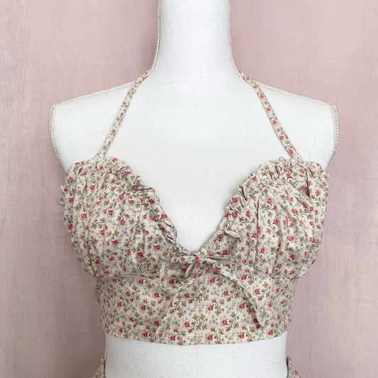 Upcycled Vintage Floral Cami Skirt Set, Size Small
