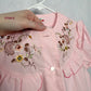 Vintage Pink Embroidered Ruffle Button Up Top, Size Small