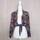 Upcycled Vintage Abstract Tie Front Crop Top, Size XS