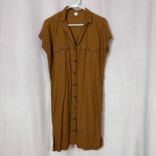 Secondhand Old Navy Linen Blend Button Up Shirt Dress, Size Medium