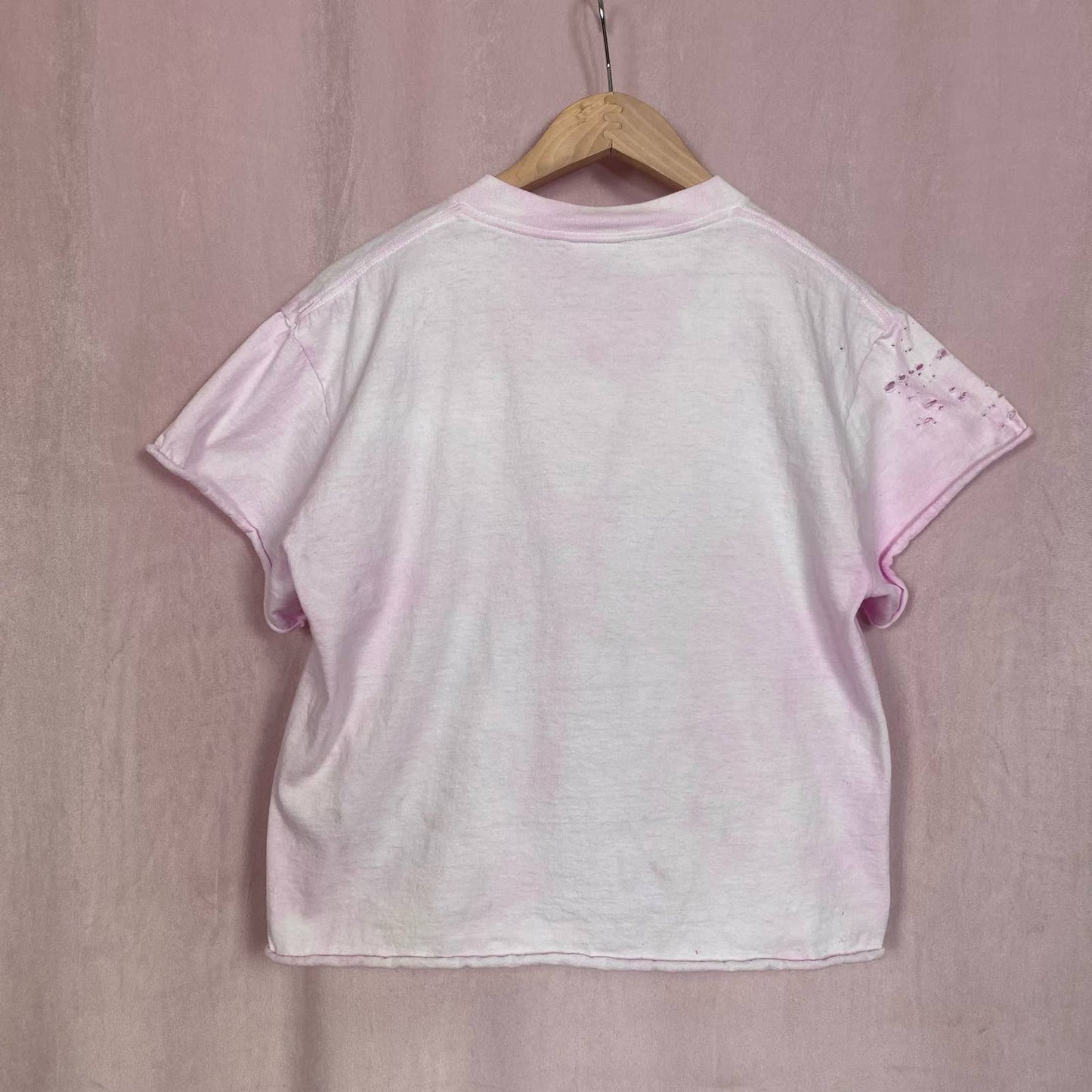 Reworked Cat Wine Distressed Pink Tee, Size Medium