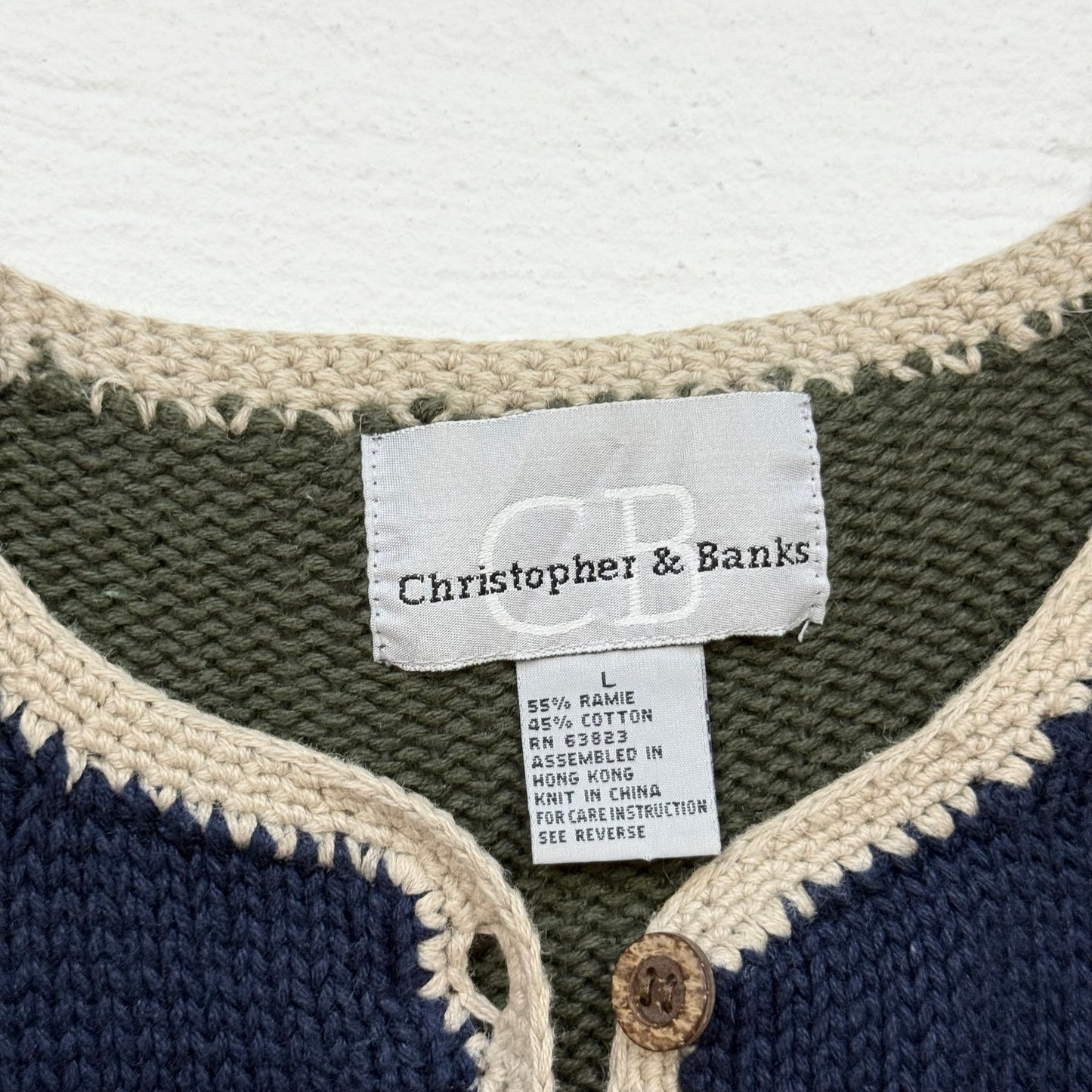 Vintage 90s Christopher & Banks Abstract Knit Cardigan Sweater, Size Large