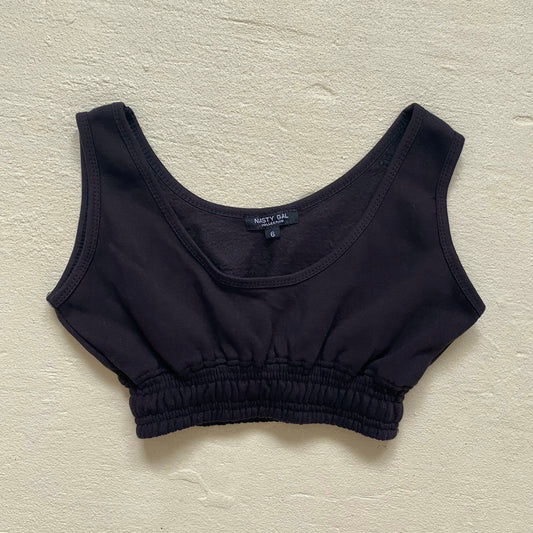 Secondhand Nasty Gal Crop Black Sweat Tank Top, Size 6