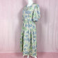 Vintage Handmade Satin Floral Puff Sleeve Maxi Dress
